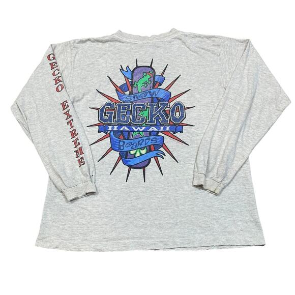 Vintage Gecko Hawaii Snowboards Long Sleeve Shirt Men's Medium Surf Y2K - Picture 1 of 13